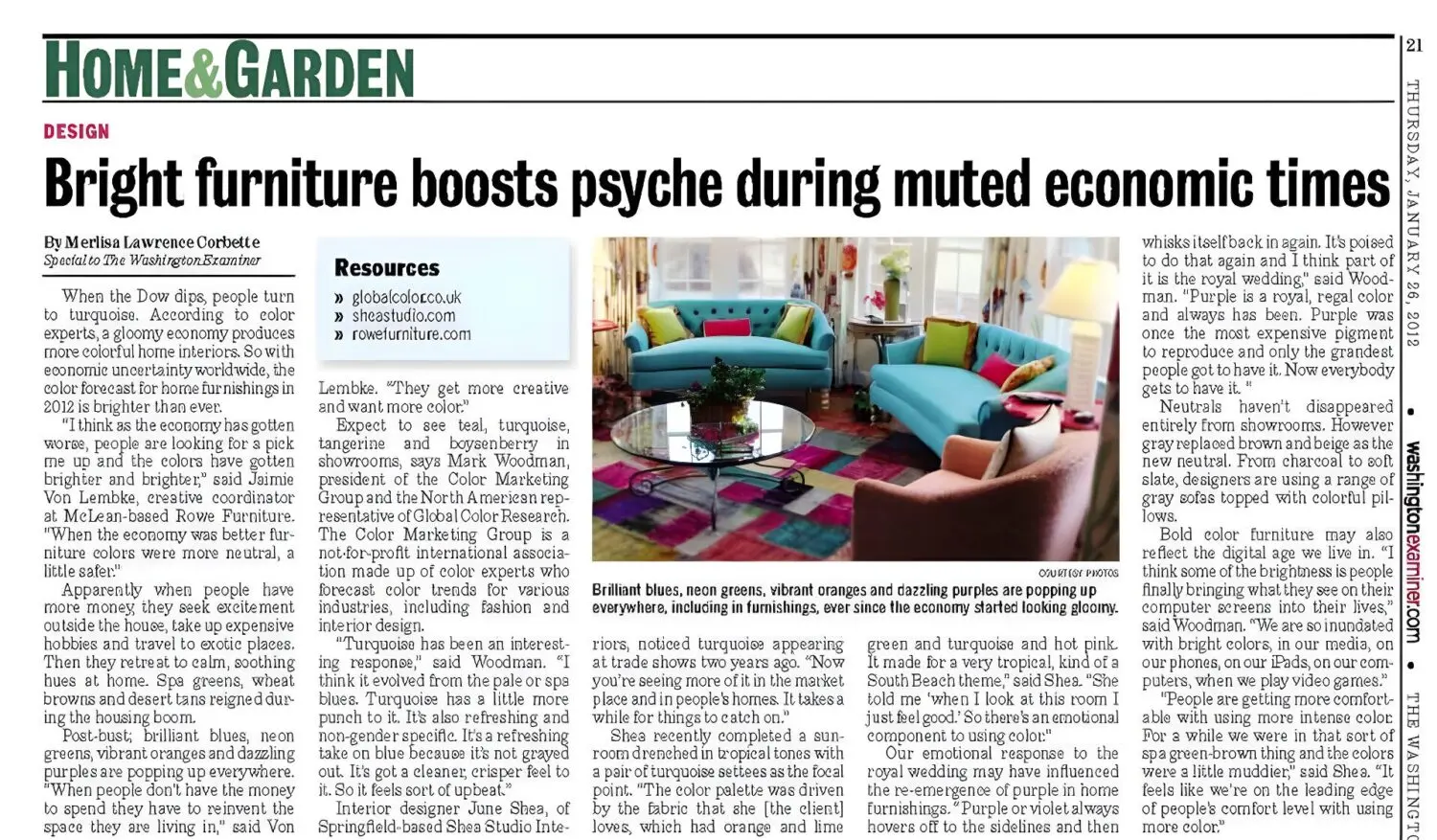 a newspaper article of a room