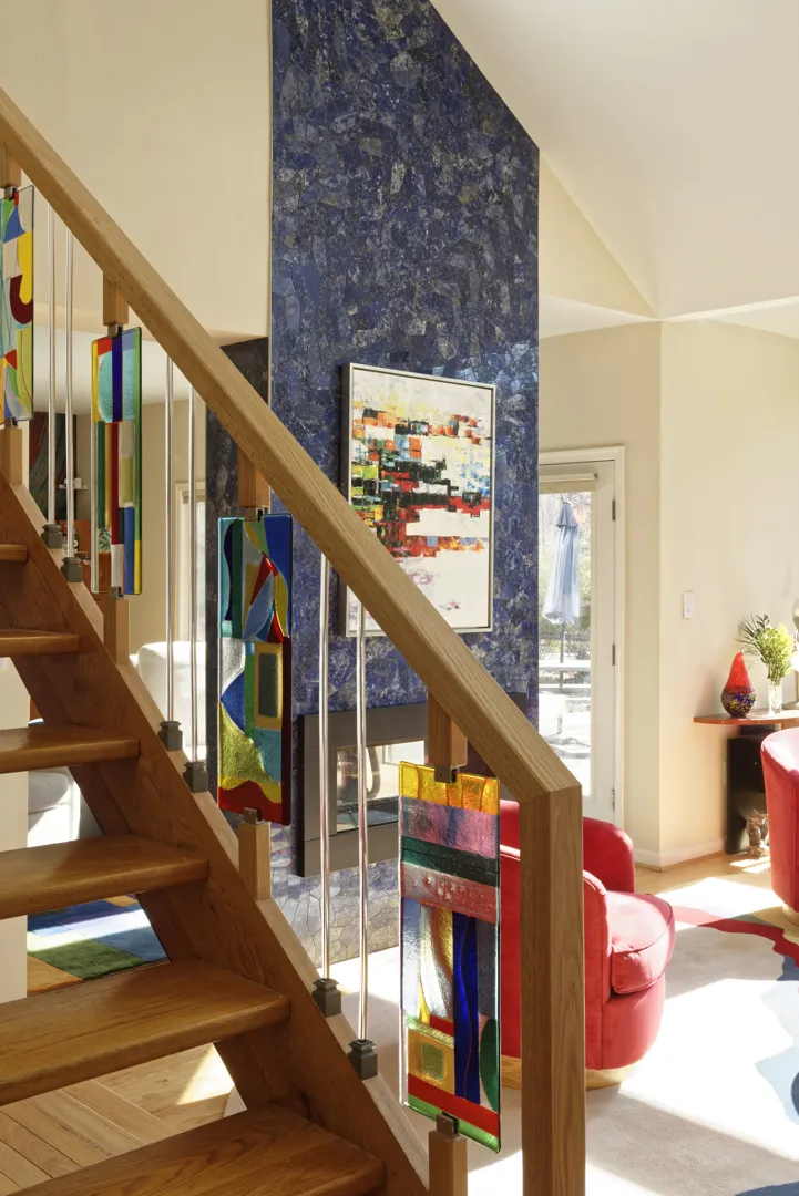 a living room with a large window