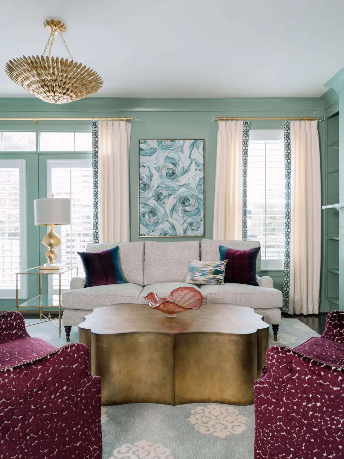 a living room with a couch and a coffee table