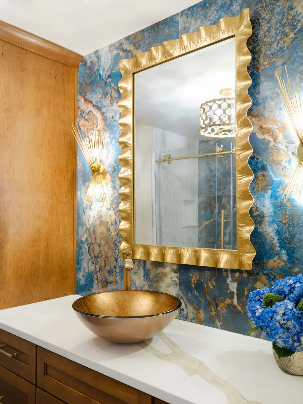 decorative wallpaper in bathroom renovation project washington dc bathroom decorator