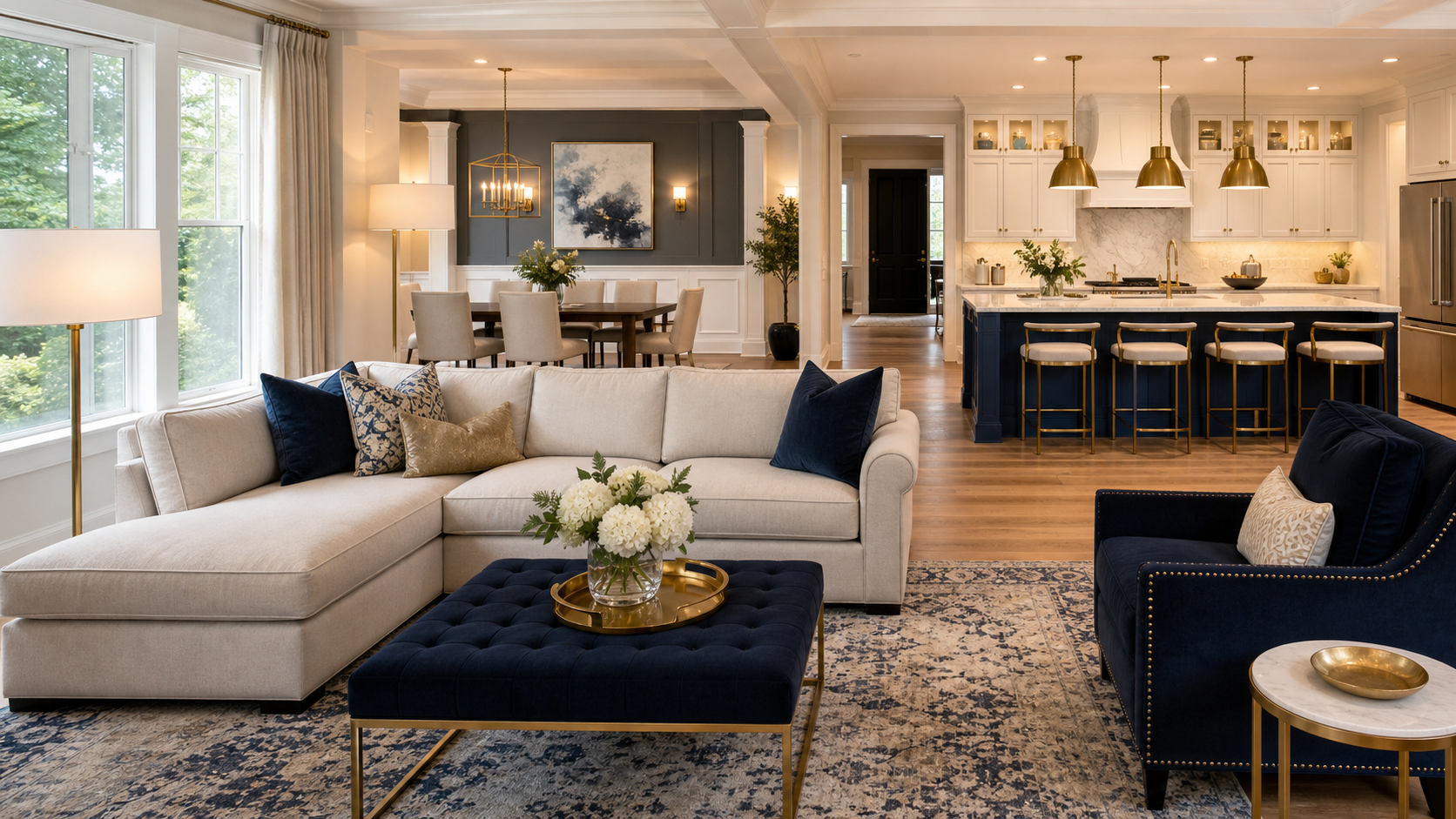 How To Design And Zone An Open-Concept Floor Plan 1 | Award Winning Interior Designers Washington Dc &Amp; Northern Virginia Areas open concept floor plan design with zoned living, dining and kitchen areas